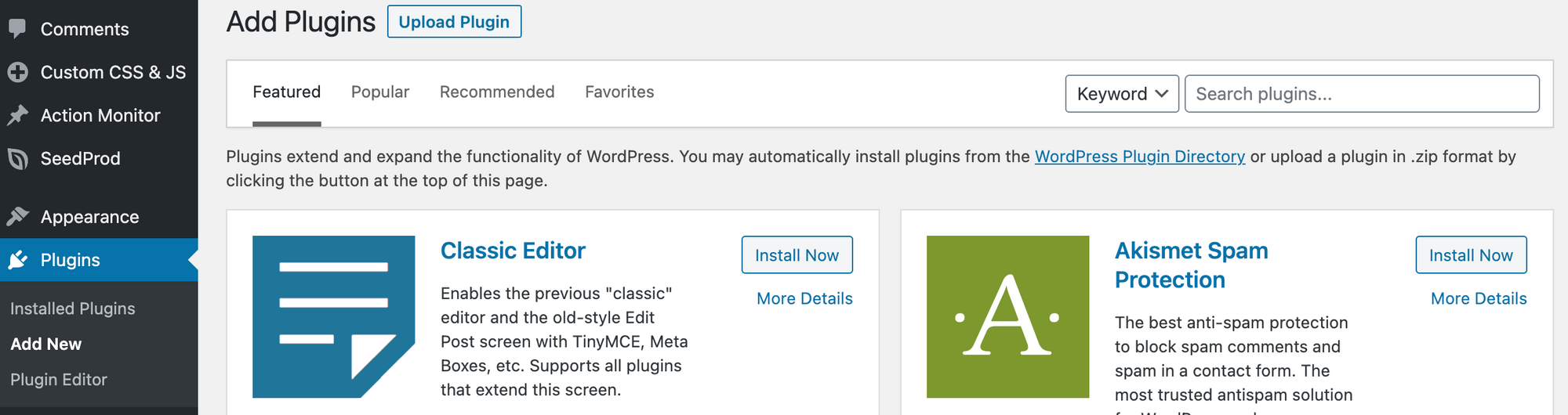 Add plugins to Wordpress